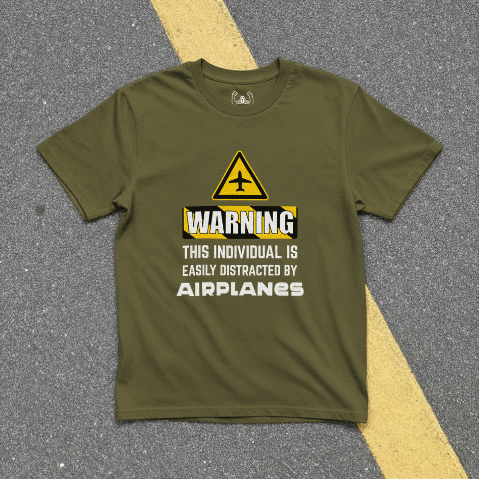WARNING: Easily Distracted By Airplanes Tee