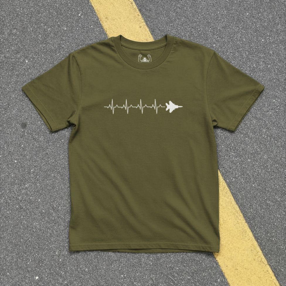 Fighter Jet Airplane Heartbeat Tee