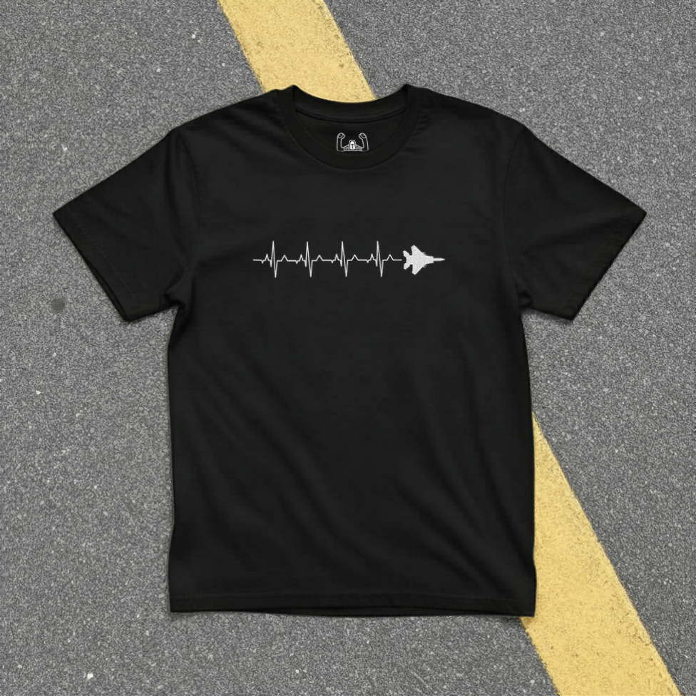 Fighter Jet Airplane Heartbeat Tee