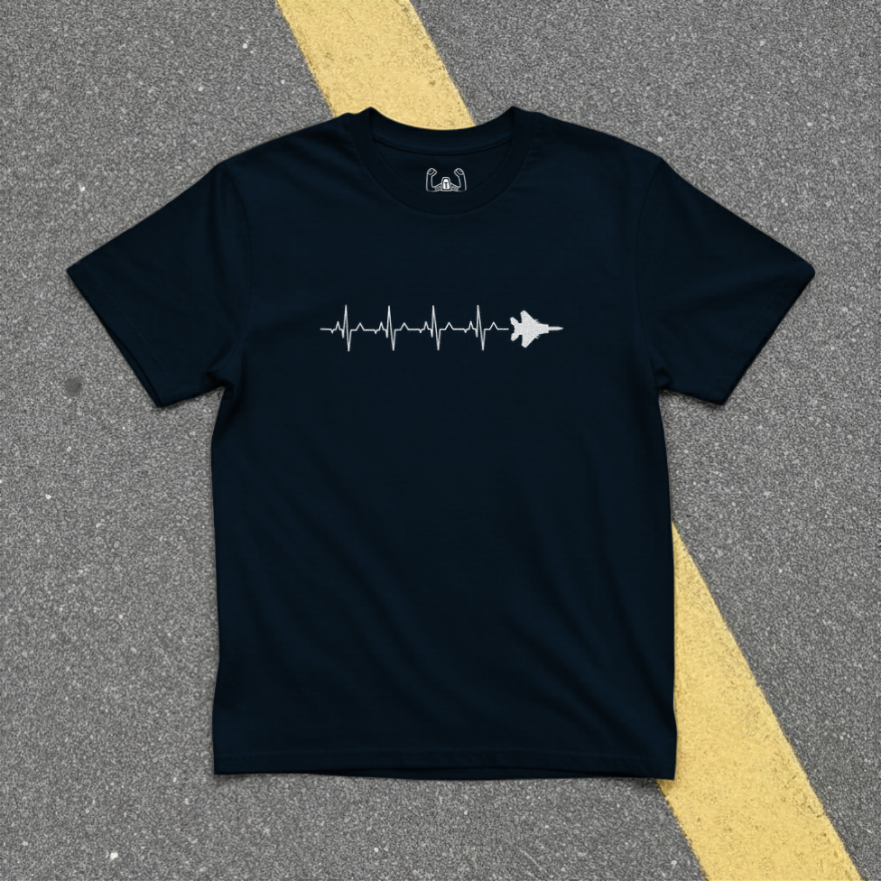 Fighter Jet Airplane Heartbeat Tee